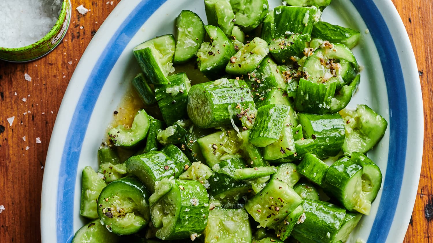 Salt and Pepper Smashed Cucumber Salad-image