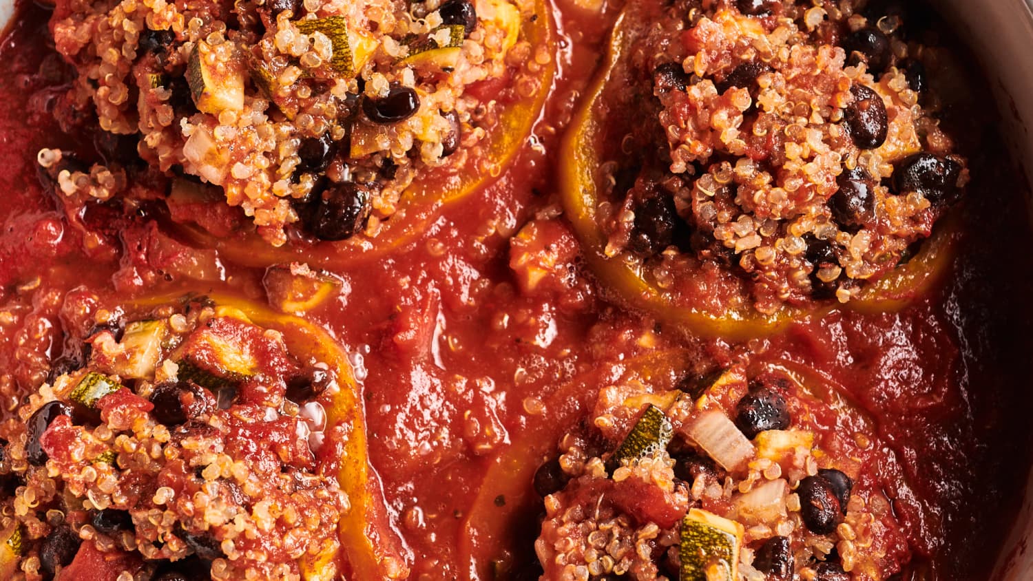 Slow Cooker Stuffed Bell Peppers in Marinara Sauce-image