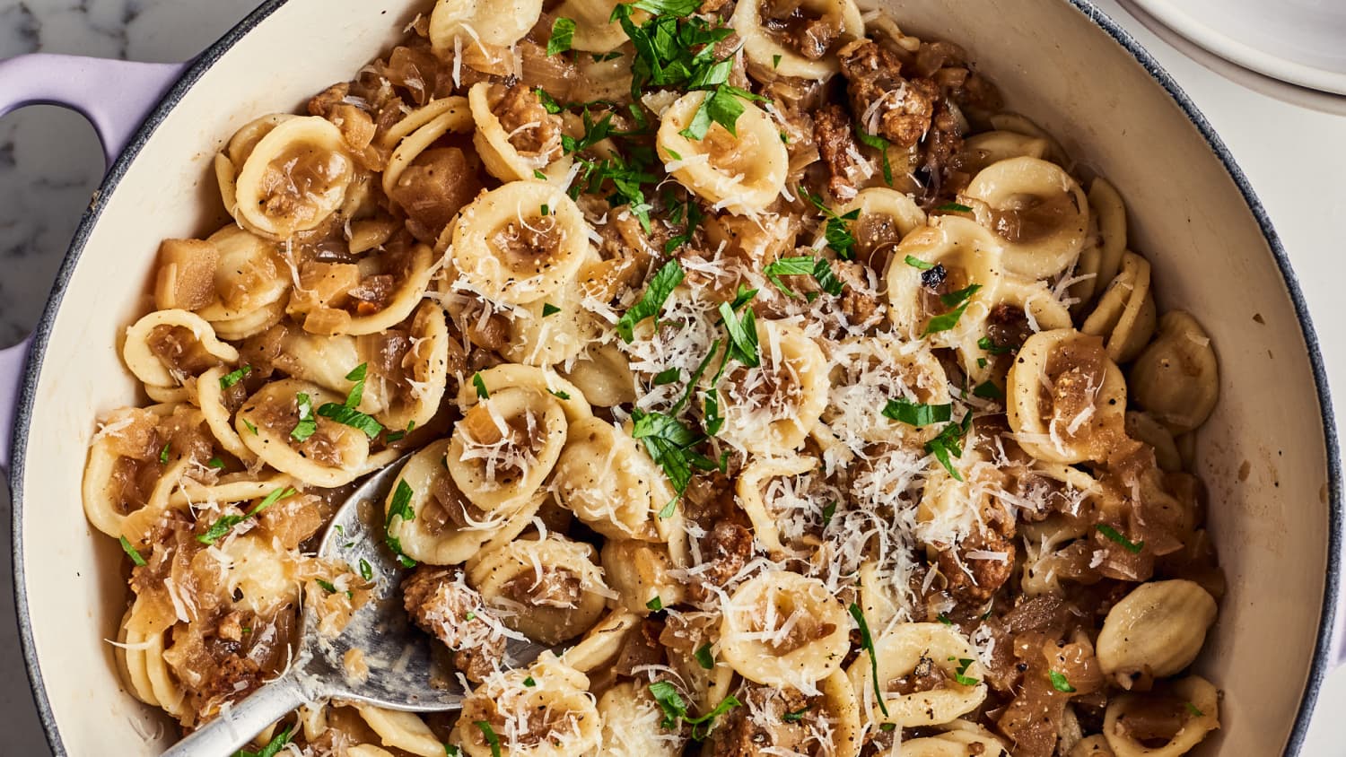 Caramelized Onion, Apple, and Sausage Pasta Recipe-image