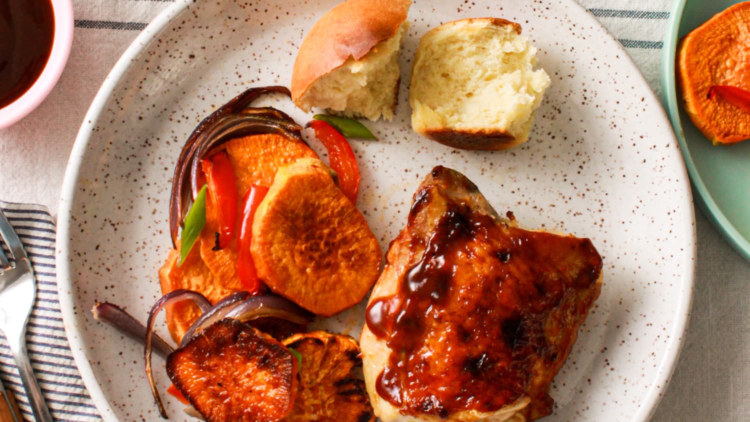 Saucy Sheet Pan Chicken with Sweet Potatoes and Peppers-image