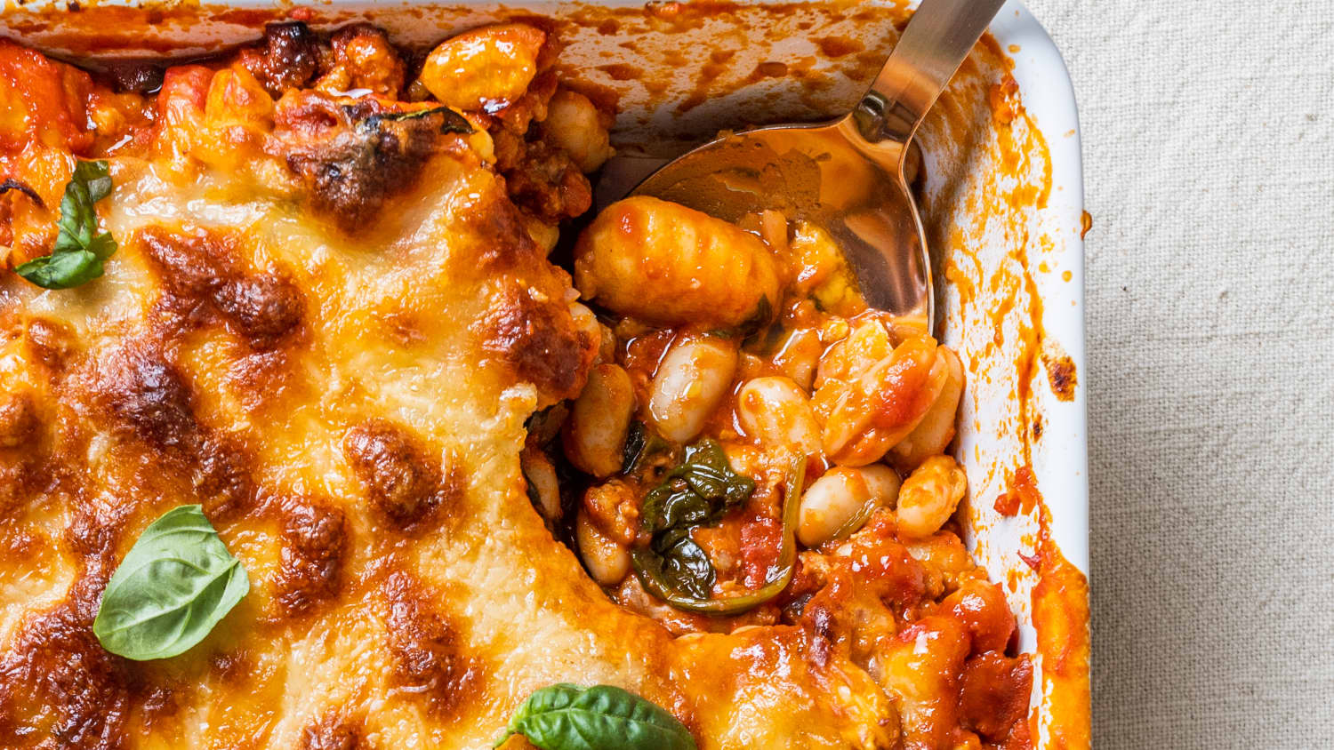 Gnocchi Lasagna with Spinach, White Beans, and Sausage-image