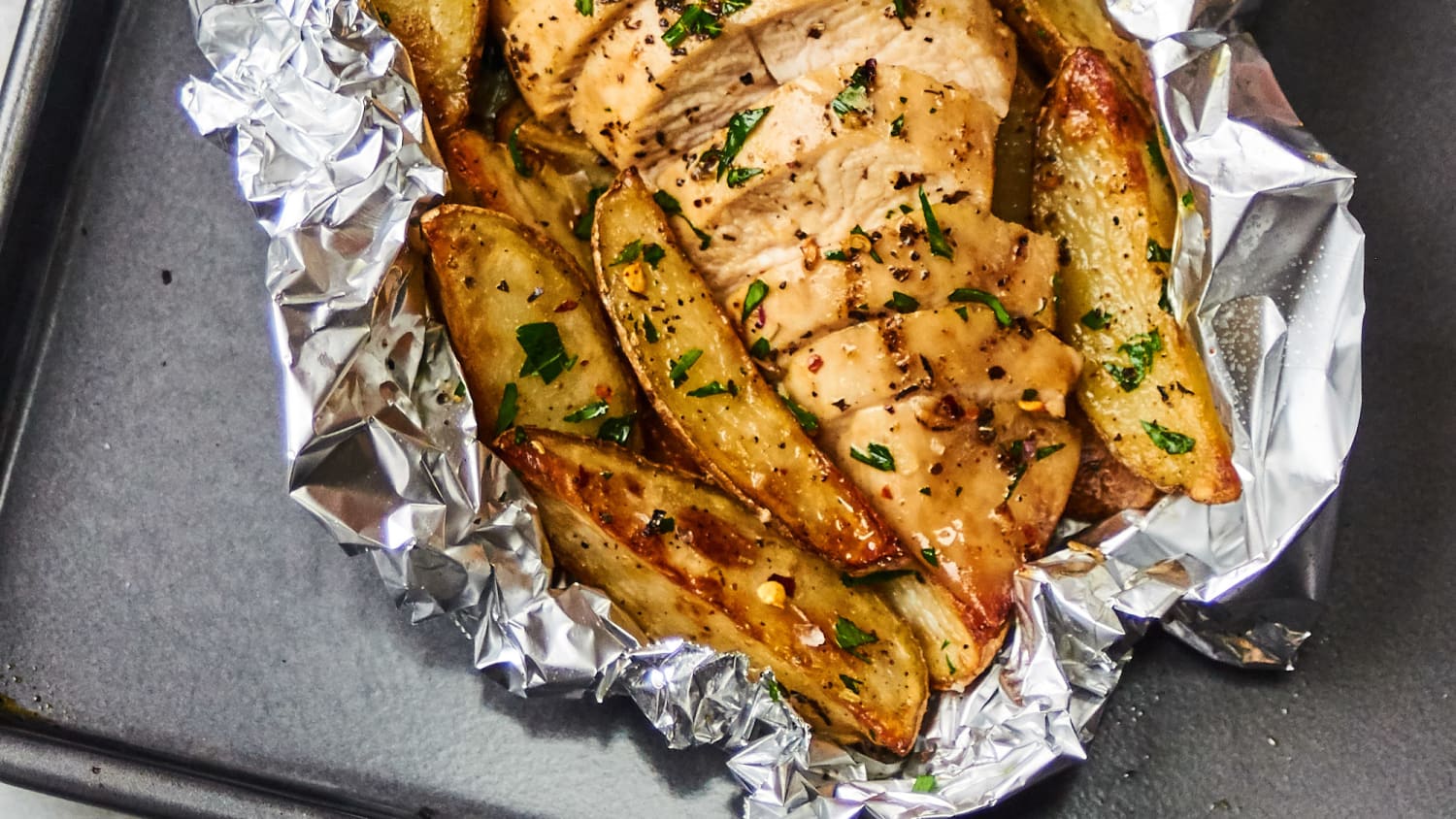 Garlic Butter Chicken and Potatoes Foil Packets-image