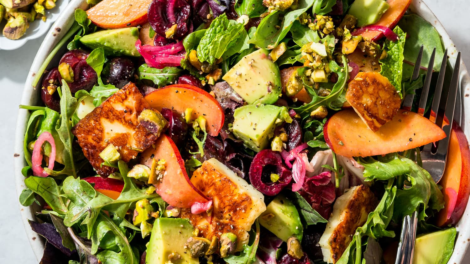 Halloumi Salad with Peaches, Cherries, and Arugula -image