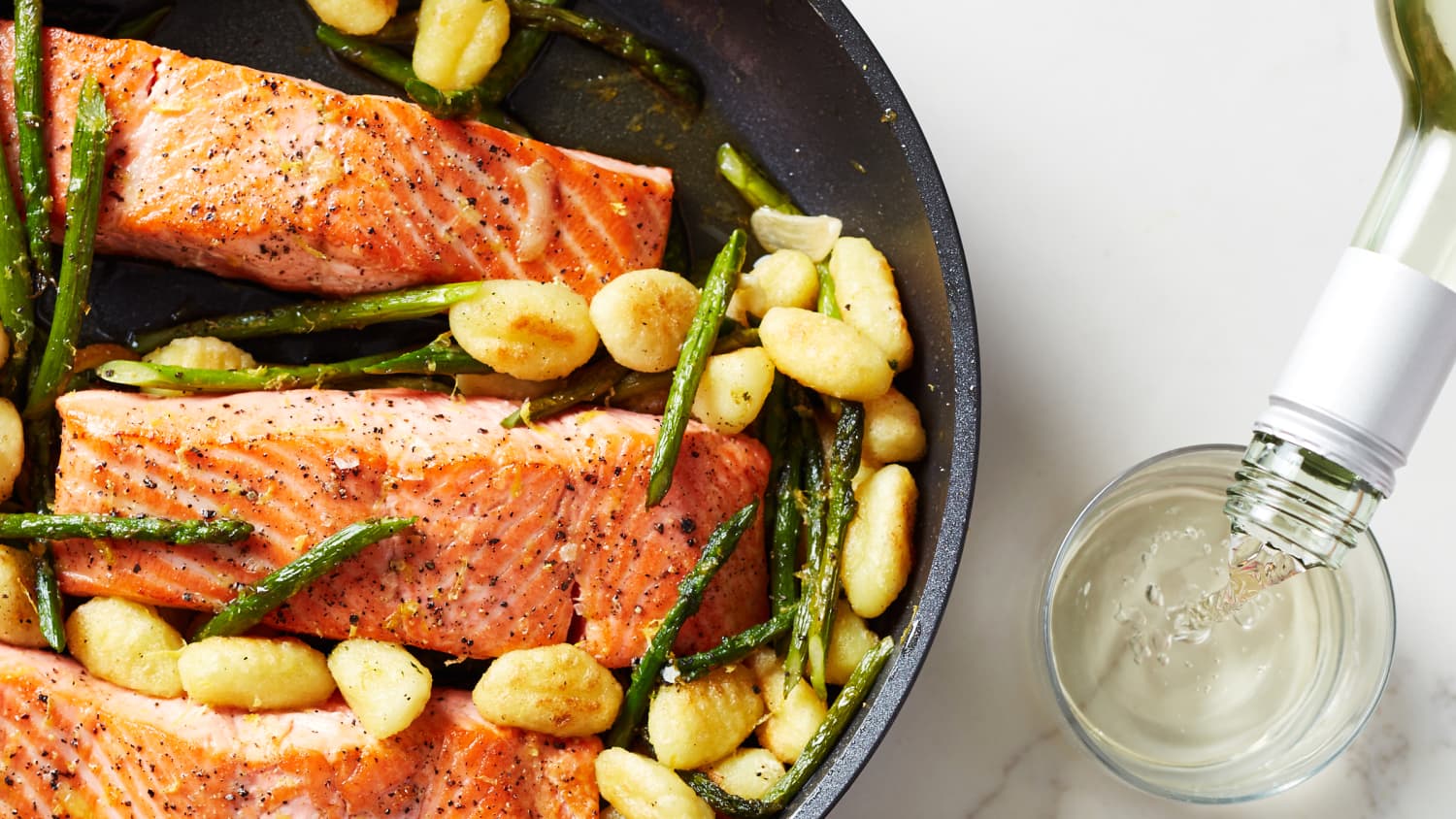 Lemon Garlic Salmon with Crispy Gnocchi and Asparagus-image