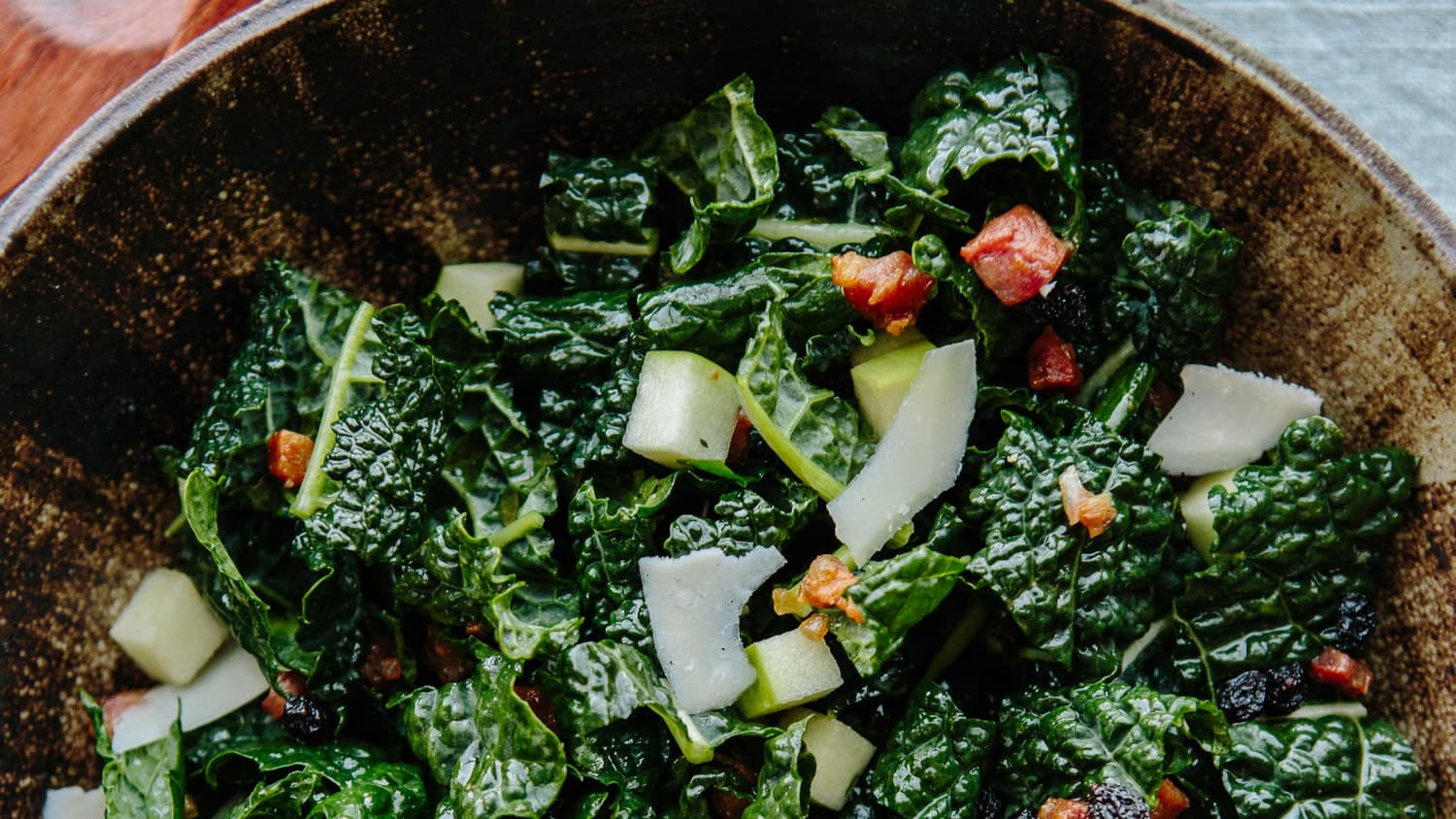 Kale with Apples, Currants, and Warm Pancetta Vinaigrette-image