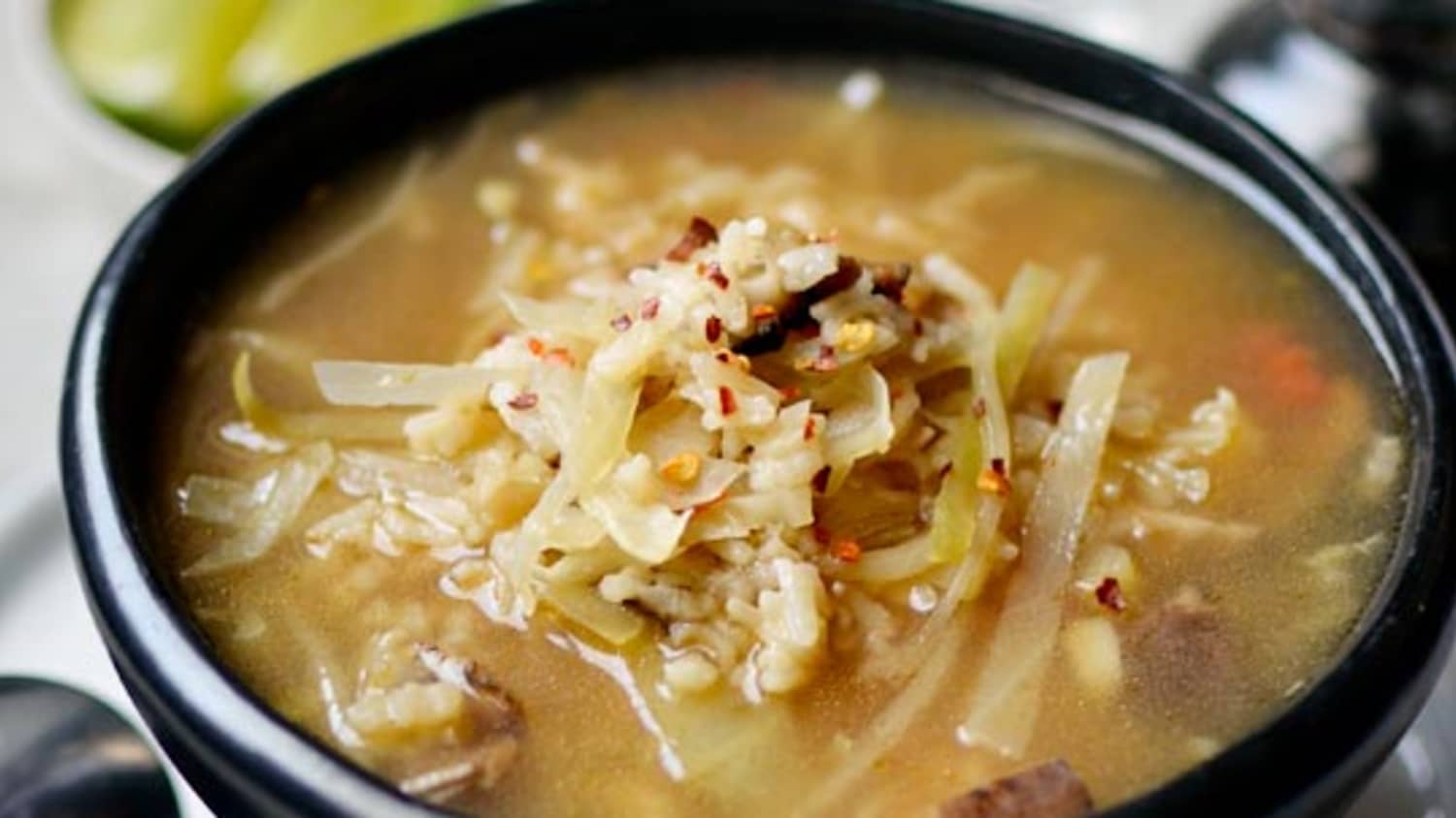 Hot & Sour Soup with Mushrooms, Cabbage, and Rice-image