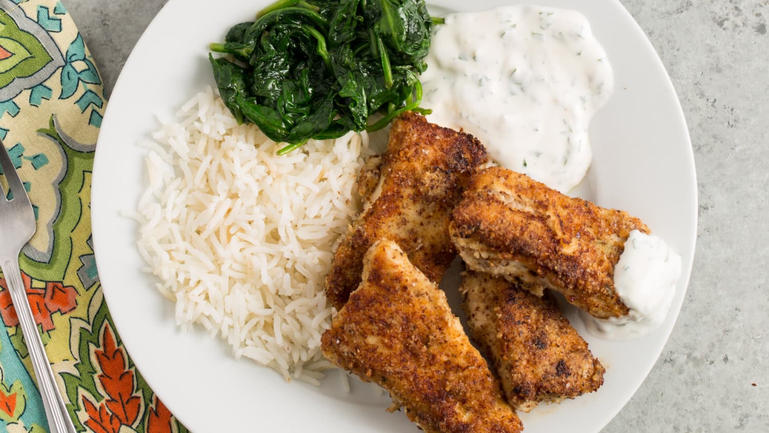 Almond-Crusted Chicken Fingers with Yogurt-Herb Dip-image