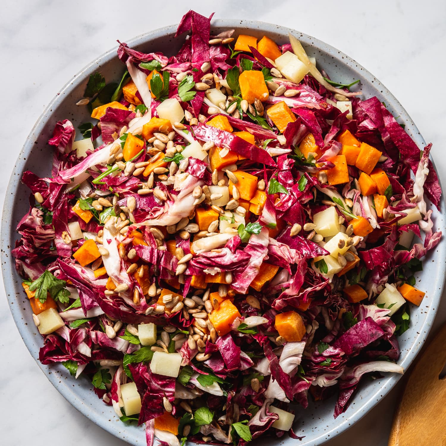 Raw And Roasted Radicchio Salad With Sweet Potato Manchego And