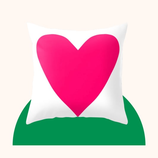 Neon Pink Heart Throw Pillow