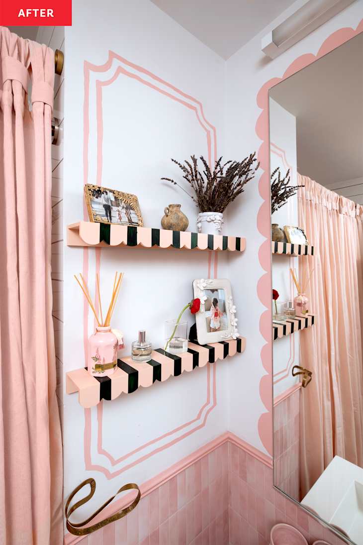 A Typical New-Build Bathroom Gets an Adorable Pink Makeover | Apartment  Therapy