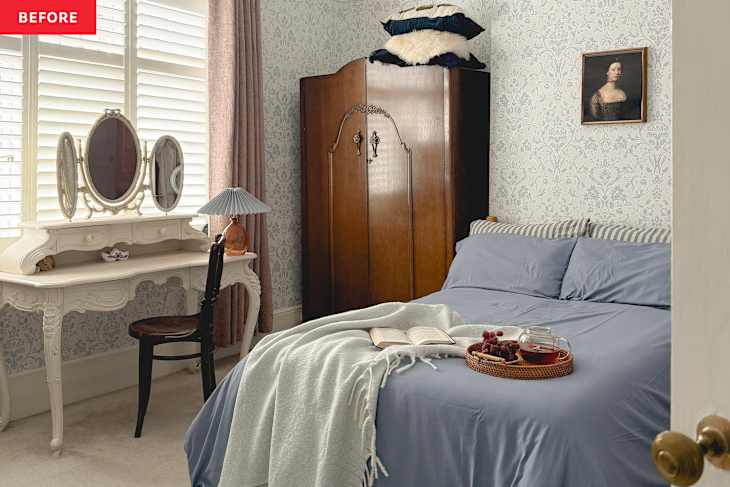 Guest bedroom before and after redecorating.