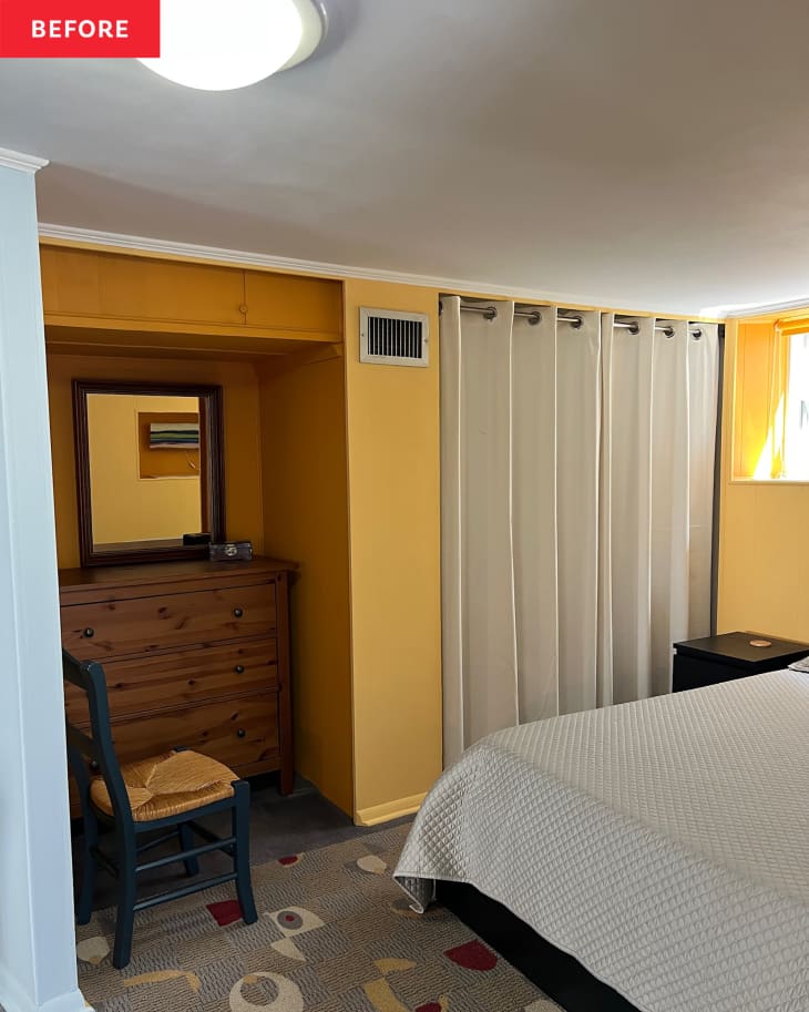 Yellow bedroom before remodel.