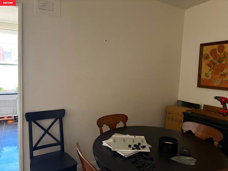Wall marked out before applying mirrors.