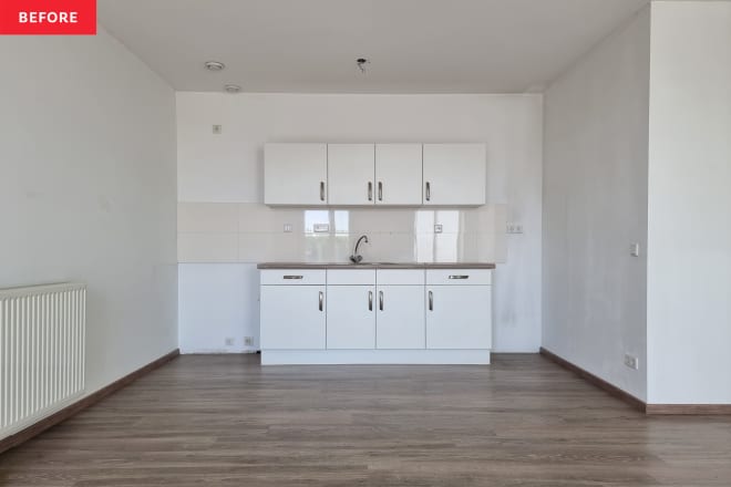 Before & After: A “Lackluster” All-White Kitchen Gets a Gorgeous Pink Makeover (It’s Totally Unrecognizable!)