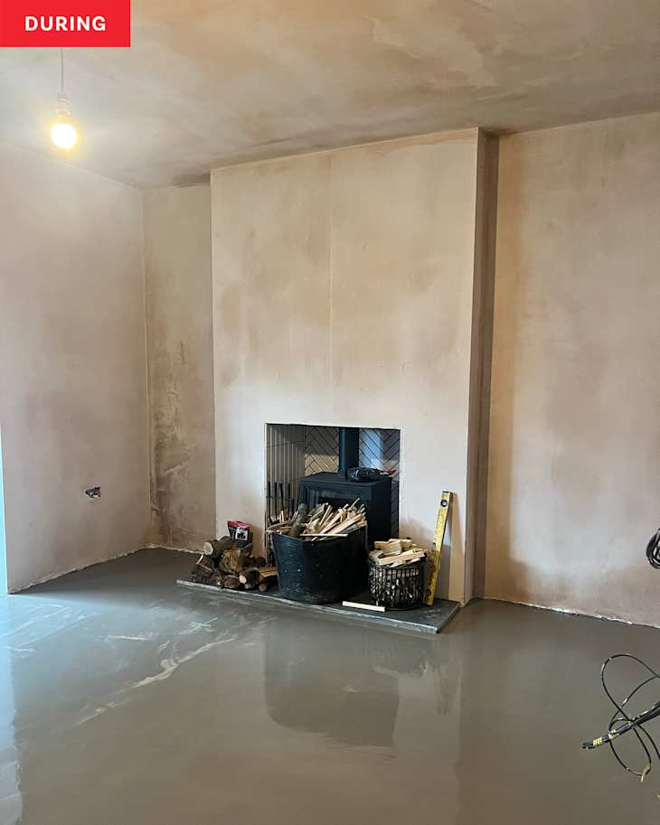 Living room cemented during renovation