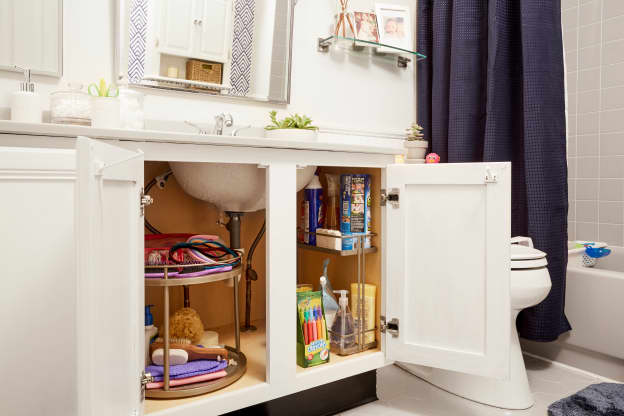 This Compact $18 Tiered Organizer Doubled the Space in My Bathroom Cabinet