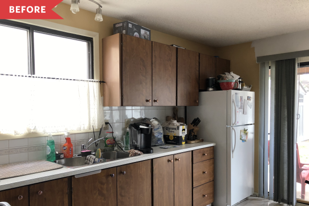 Before and After: Budget DIY Upgrades Totally Transformed This Kitchen and Its Dark Wood Cabinets