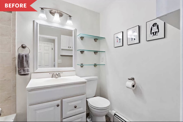 Before and After: Budget-Friendly Swaps Breathe Life into This Bland Powder Room