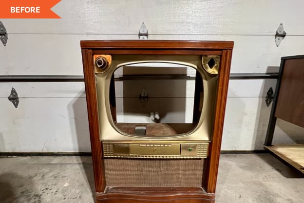 Before and After: A 1954 TV Cabinet Gets a New Life as the Coolest MCM Home Bar for $150