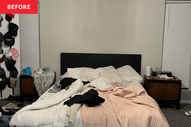 Before and After: 2 Budget-Friendly DIYs Cozy Up a Once-Cold and Cluttered Bedroom
