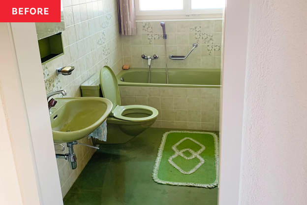 Before and After: A 1980 Bathroom's Bold Redo Gives Its Original Green Fixtures Staying Power
