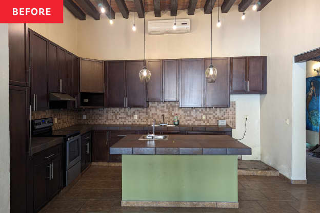 Dark Teal Cabinets Completely Changed This Dark, Dreary Kitchen
