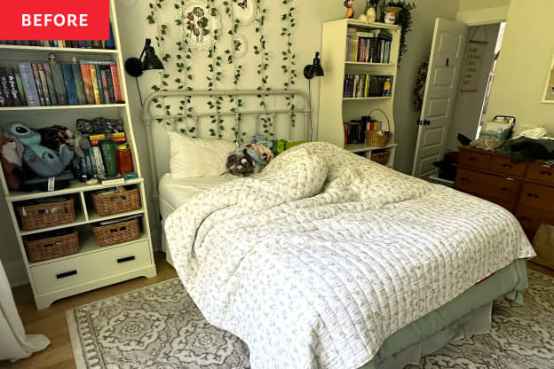 Before and After: A Basic Bedroom Transforms into a Boho Oasis in This $1,500 Makeover