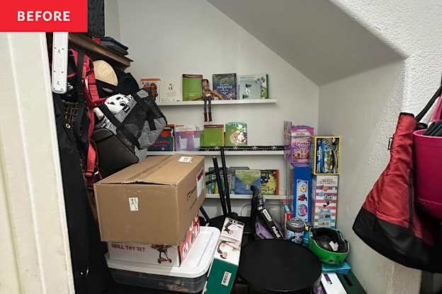 A Cozy DIY Reading Nook Gave This Junk-Filled Space Purpose