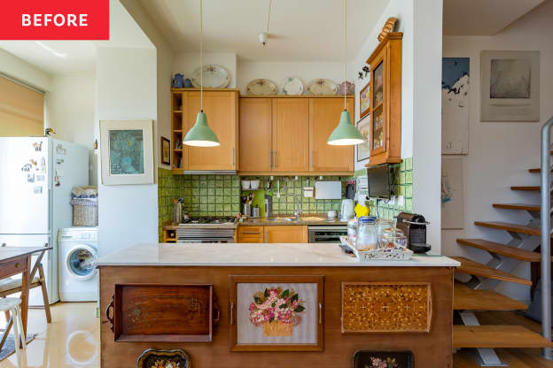 Before and After: White Cabinets and Playful Green Tiles Transform This 
