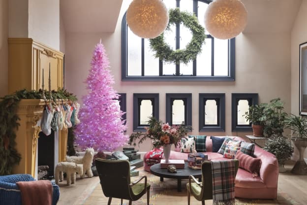 A Giant Pink Christmas Tree Is a Centerpiece in The Novogratz House