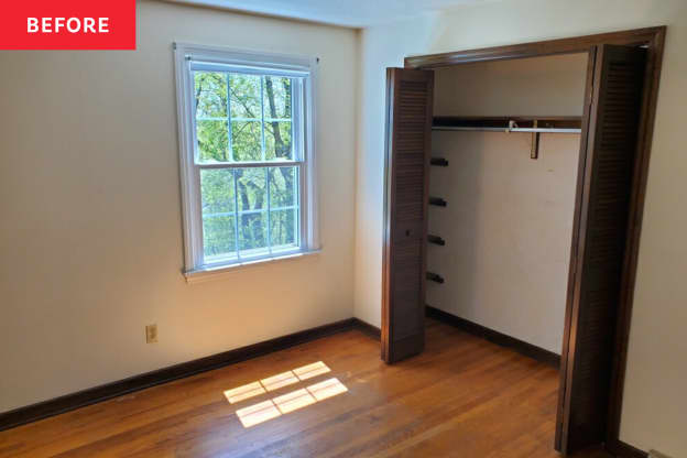 Before and After: Two Boring Bi-Fold Closet Doors Get Custom, Colorful Redos for $50