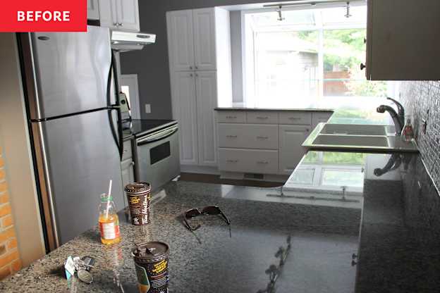 Before and After: A “Dreary” Dated, Gray Kitchen Gets a Punch of Drama