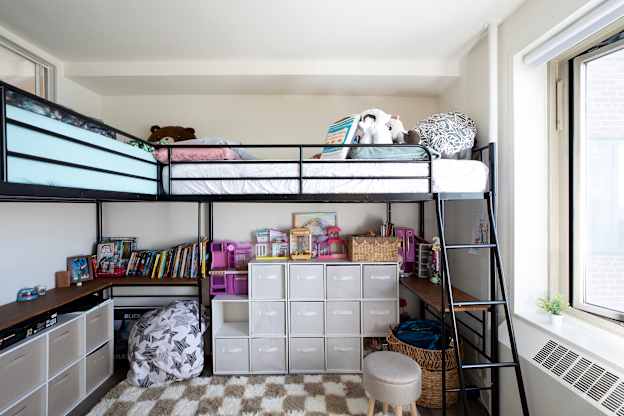 This $300 Loft Bed Is the Key to Two Kids Sharing a Bedroom in a Small NYC Apartment