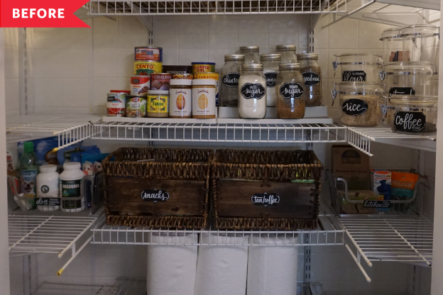 Before and After: A Pantry with Wire Shelves Gets a Sophisticated DIY Upgrade