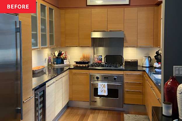 A Bland 2000s Brown Wood Kitchen Transforms into a Bold Showstopper