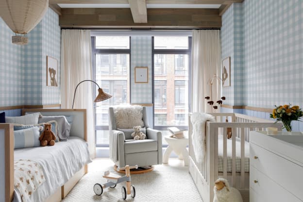 This NYC Nursery Is a Perfectly Color-Coordinated, Hamptons-Inspired Oasis (That Wallpaper!)