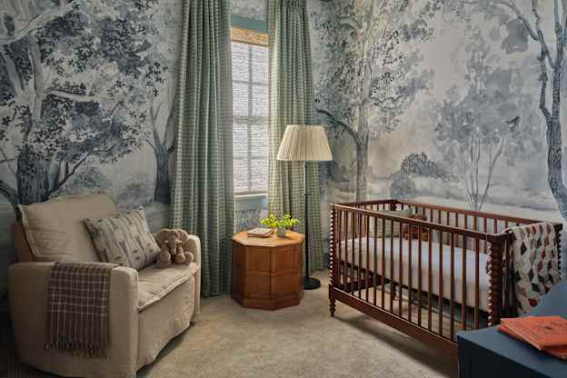 Whimsical Mural Wallpaper Makes This Nursery Feel 