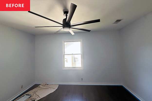 Before and After: DIY Molding Makes This Light Blue Boy's Bedroom Feel Timeless