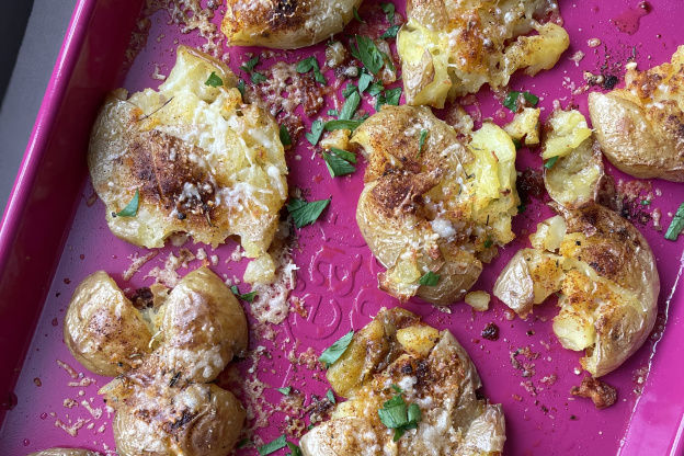 I Tried Dishing Out Health's Paprika-Parmesan Smashed Potatoes