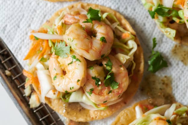 These Garlicky Shrimp Tostadas Are My Family's Current Weeknight Obsession