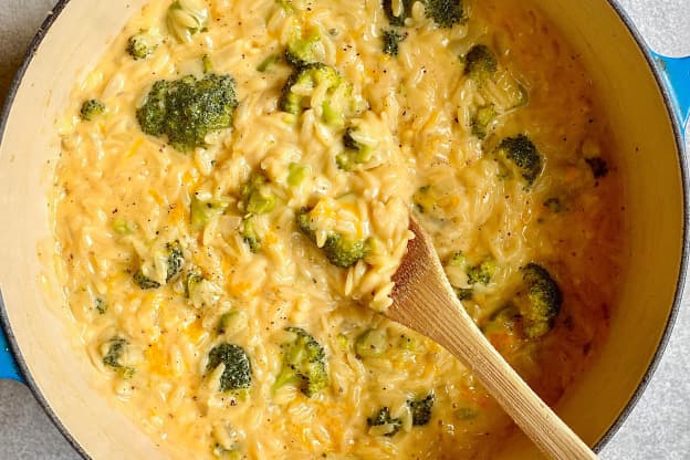 Creamy Broccoli Cheddar Orzo Is the Cozy One-Pot Dinner You'll Make Every Week