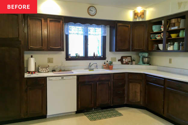 Before and After: Sky Blue Cabinets Instantly Update This Dated '80s Kitchen — For Only $200