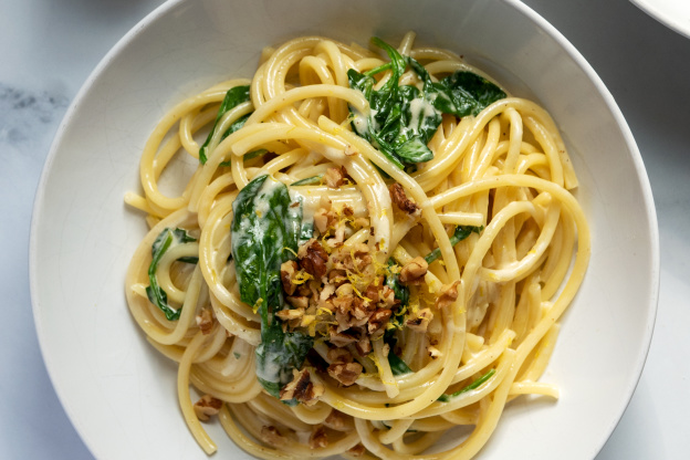 There's an Entire Clamshell of Spinach in This Creamy Pasta