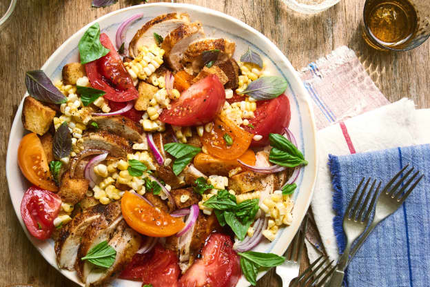 This Rotisserie Chicken Panzanella Salad Takes 15 Minutes to Make