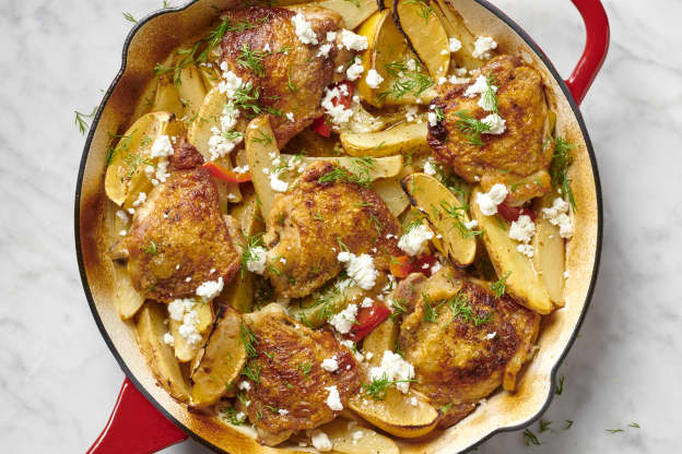 One-Pan Lemony Greek Chicken and Potatoes Will Be Your Go-To Cozy Fall Dinner