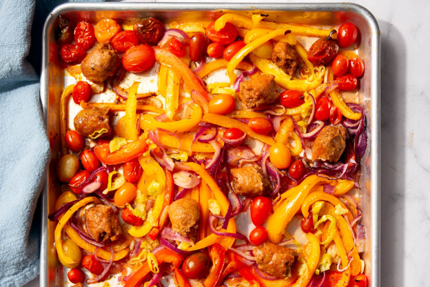 Vegan Sheet Pan Sausage and Peppers Is My Latest Dinner Obsession