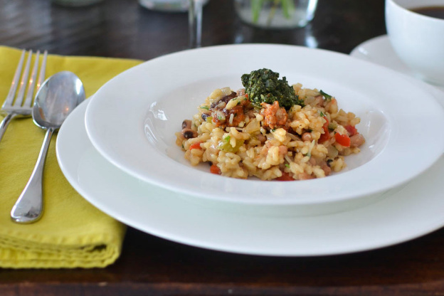 Hoppin' John Risotto with Collard Pesto