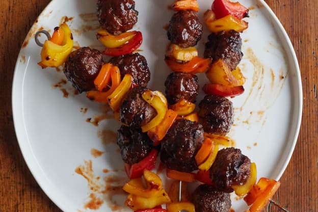 Easy, 3-Ingredient Grilled Meatball Kebabs