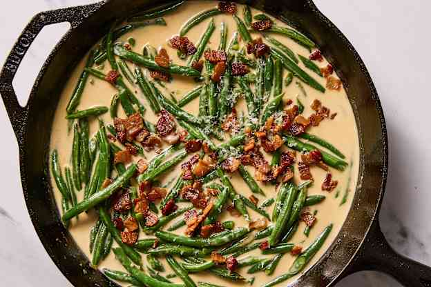 My Creamed Bacon Green Beans Will Steal the Christmas Dinner Spotlight