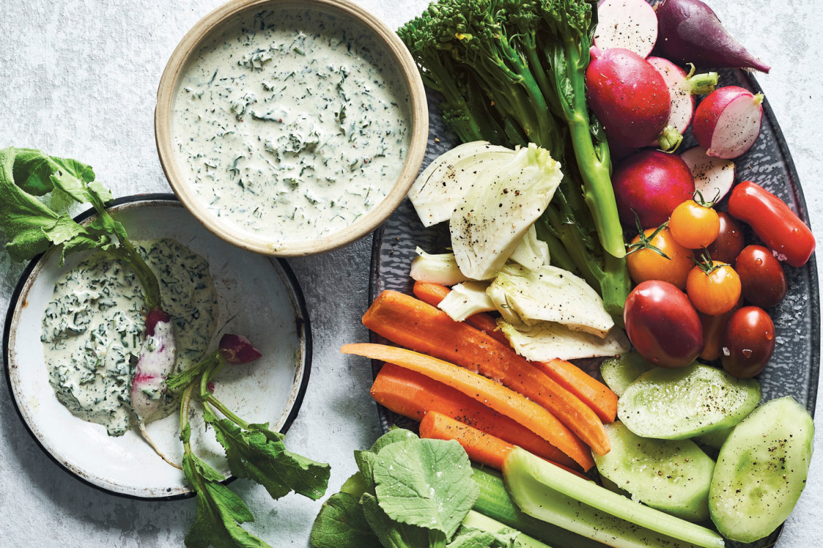 Smoky Ranch Dip with Charred Kale